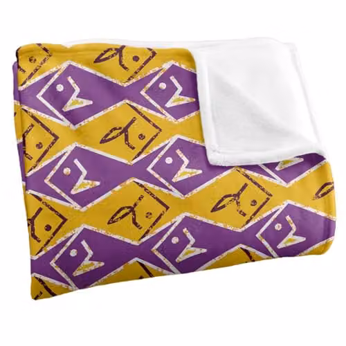JQ Licensing Zip Fishing Pattern Super Soft Fleece Throw Blanket in Orange, Purple and White, W/D/H: 152 x 127 cm – 2