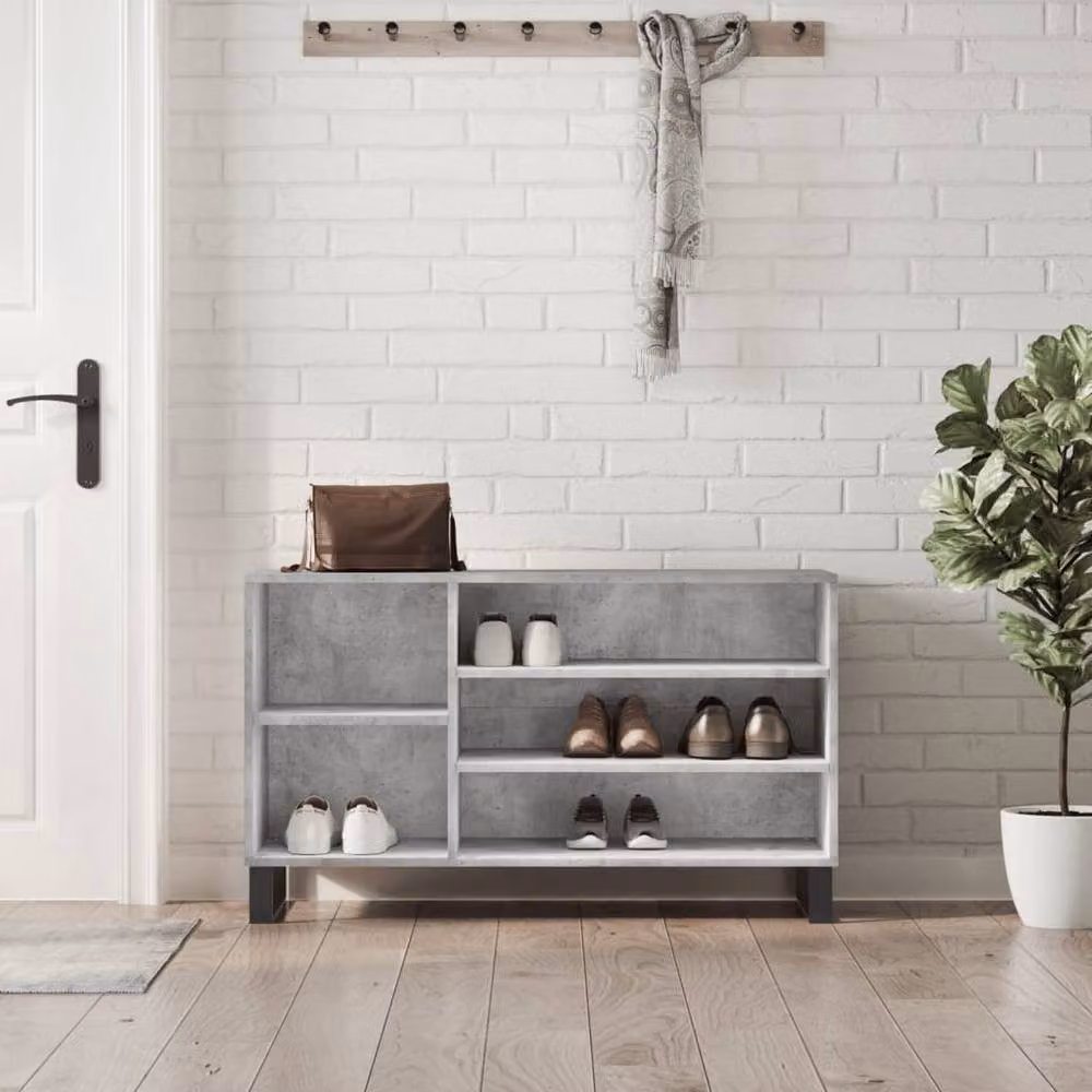 Berkfield Home Industrial Shoe Cabinet in Concrete Grey, W/D/H: 102 x 36 x 60 cm – 2