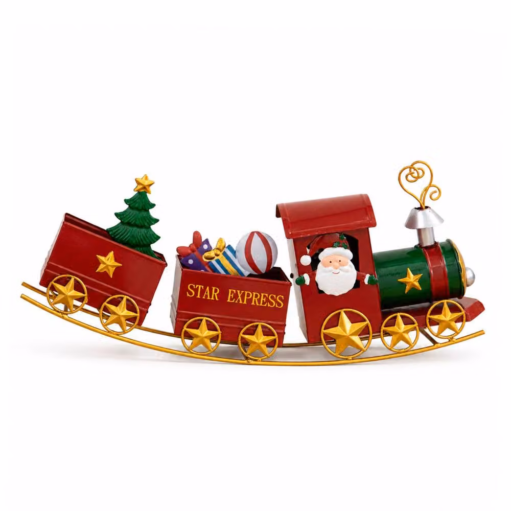 Samuel Alexander All Aboard Santa's Star Express Hand Painted Metal Christmas Train Decoration, Red and Multicolour, 43 cm – 3