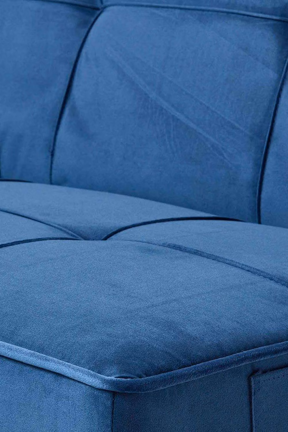 Homescapes Bower Navy Blue Velvet Click-Clack Sofa Bed with Solid Wood Frame – 3