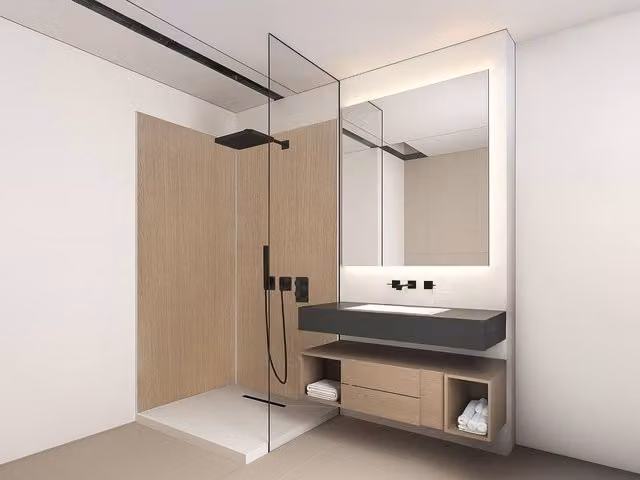Vente-unique Set of 2 Aluminium Wood Effect Shower Panels with Profiles in Brown Walnut
