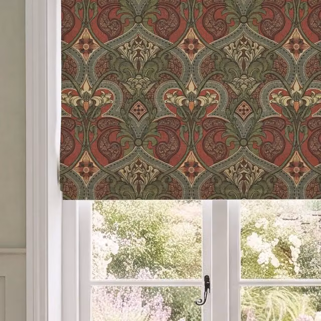 HOUSE Llewelyn-Bowen Gwendoline Printed Damask Made To Measure Roman Blind in Rosemarie Multicolour