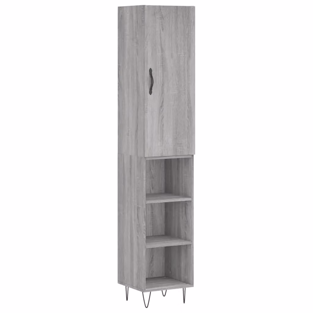 Berkfield Home Grey Sonoma Highboard with Hinged Doors and Internal Shelves, W/D/H: 34.5 x 34.5 x 180 cm – 2