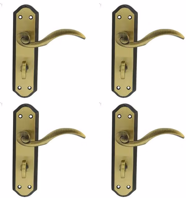 Loops 4x Pair Spiral Sculpted Lever Bathroom Backplate in Florentine Bronze, W: 180 mm, H: 48 mm