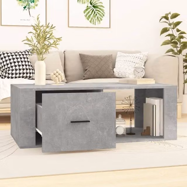 Berkfield Home Decorative Coffee Table in Concrete Grey, W/D/H: 100 x 50.5 x 35 cm, Engineered Wood
