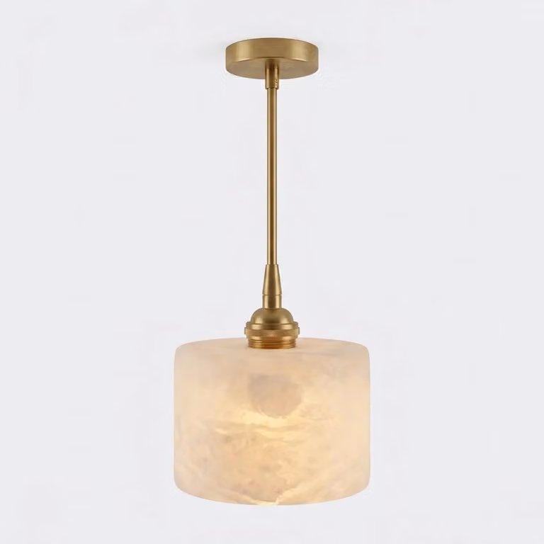 Araco Lumière Frozen Alvos Alabaster LED Ceiling Light in White and Gold/Brass