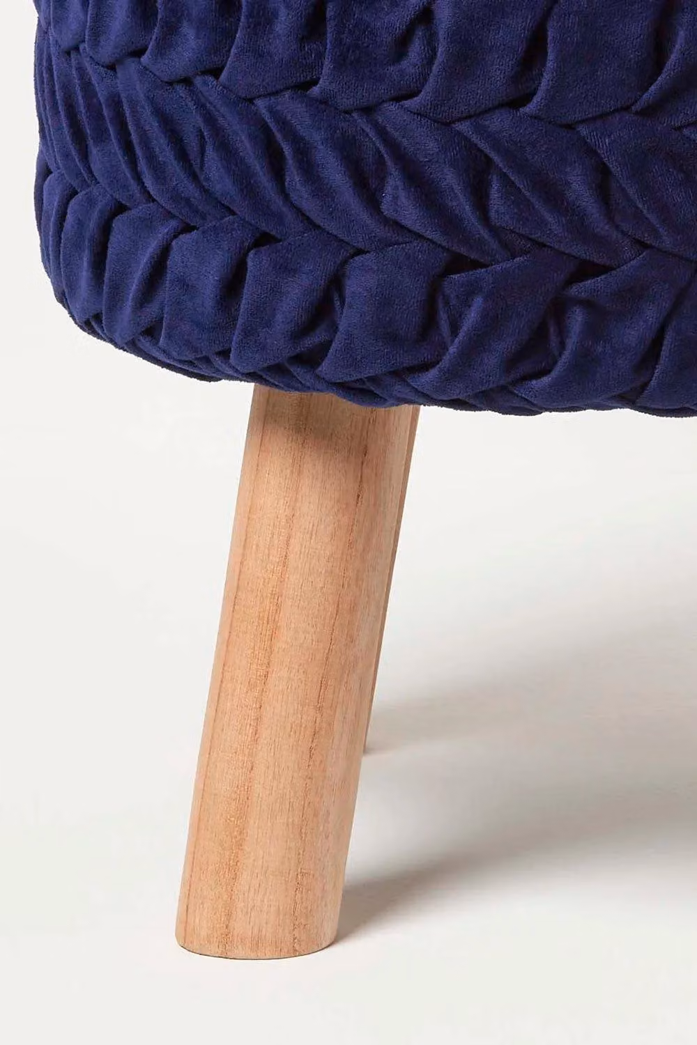 Homescapes Lyla Pleated Velvet Footstool in Blue – 3
