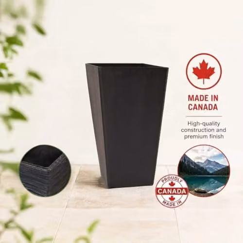 Nicoman Black Rubber Tall Square Planter, W/D/H: 37 x 37 x 57 cm – 5