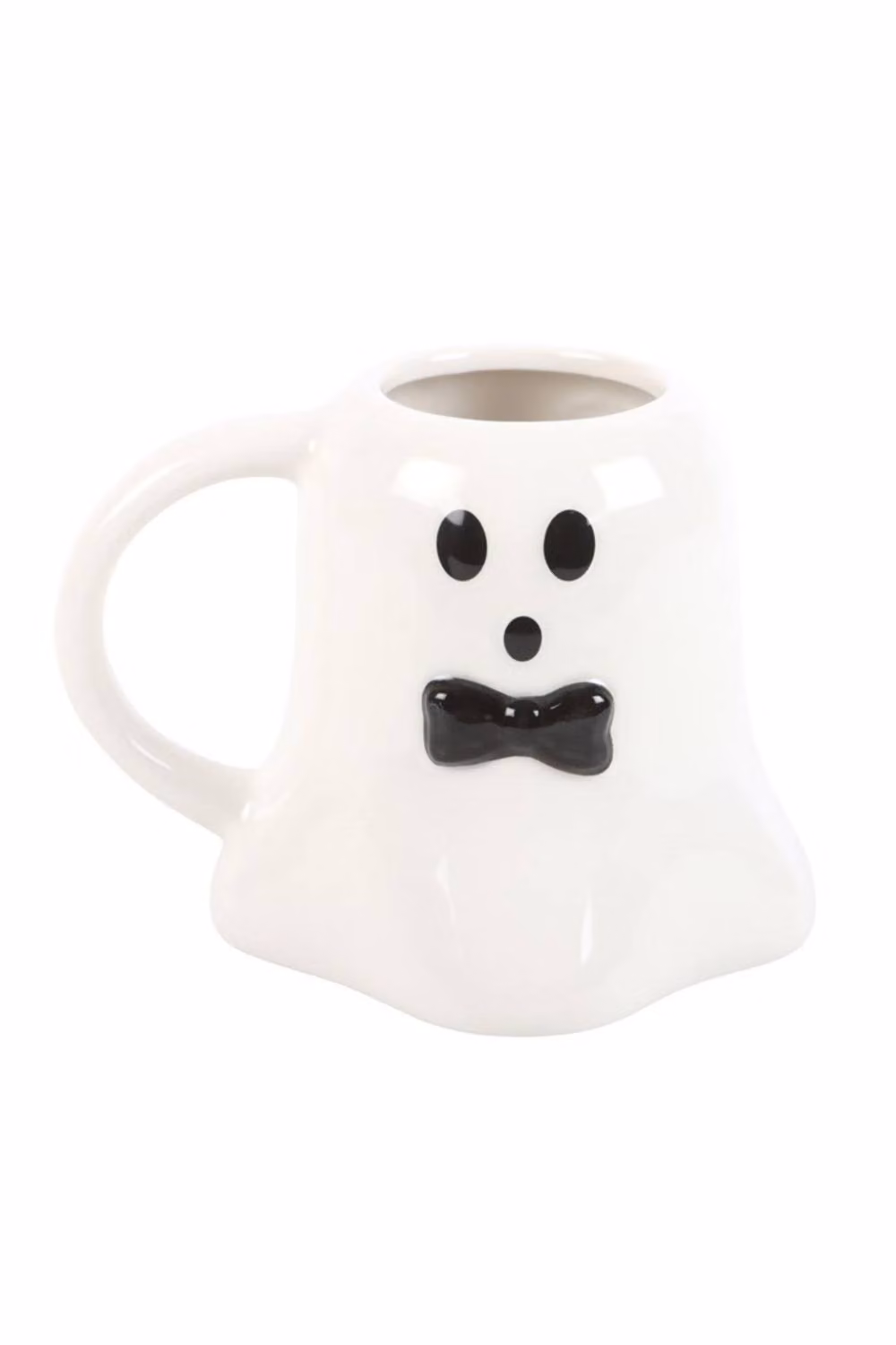 KDMD Mr Boo Ghost Ceramic Mug with Bow Tie, White and Black, 440ml – 2