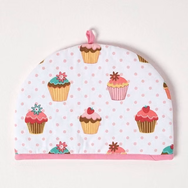 Homescapes Pink Cup Cakes Design Double Tea Cosy Teapot Warmer