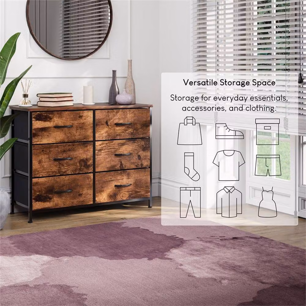 Kelvenix Modern 6 Drawer Chest of Drawers in Brown – 5