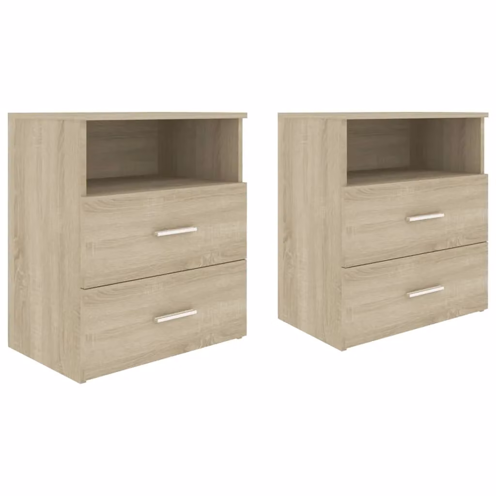 Berkfield Home Set of 2 Modern Bedside Cabinets in Sonoma Oak Brown, W: 50 cm, D: 32 cm, H: 60 cm – 2