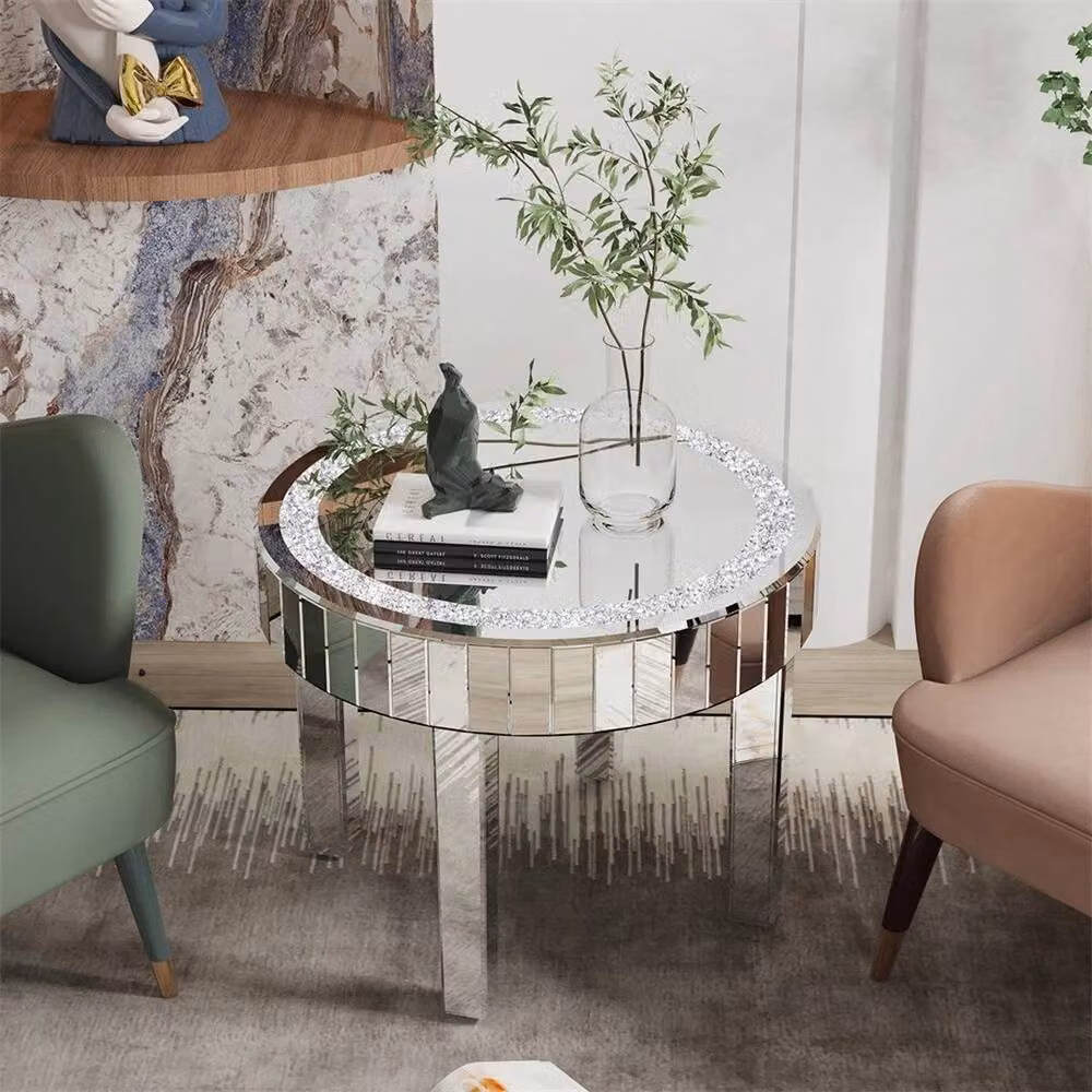 SPETLEK Round Mirrored Glass Coffee Table in Silver – 3