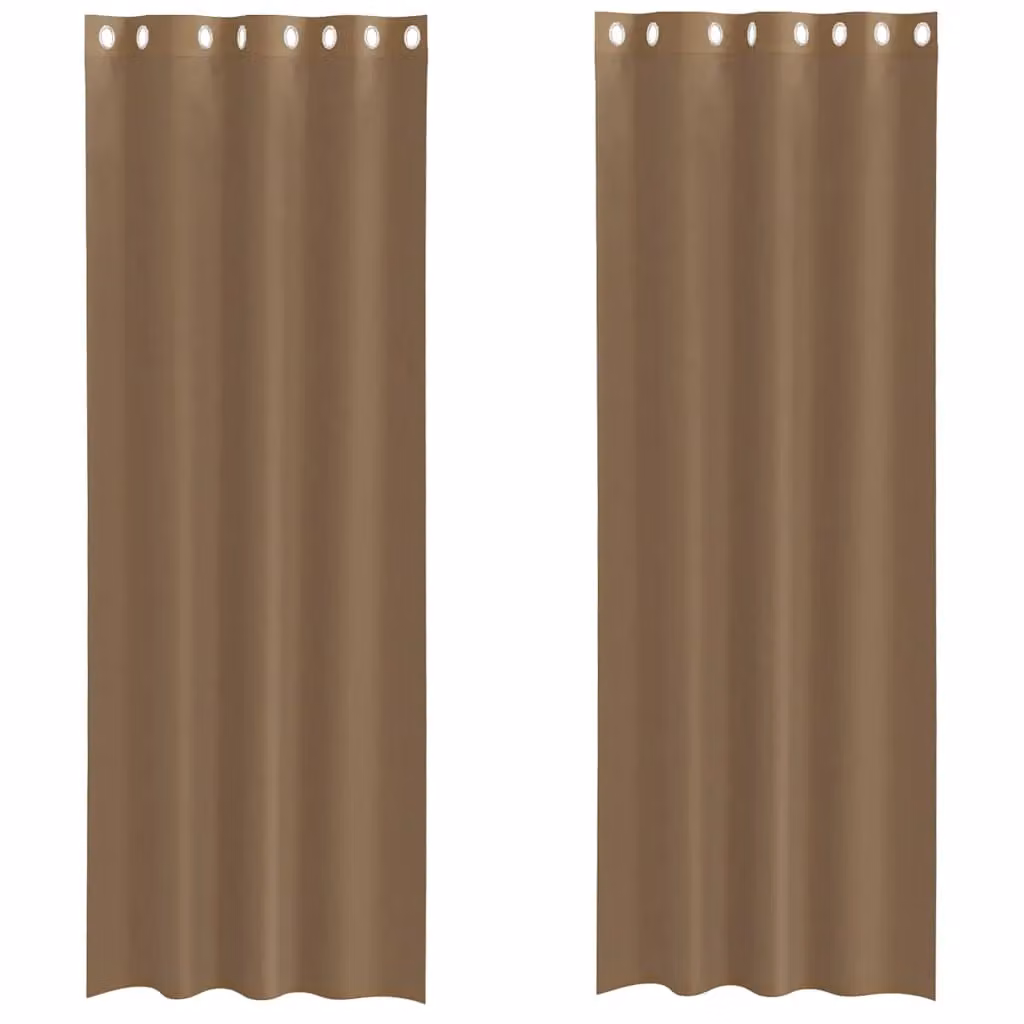 Berkfield Home Light Brown Voile Eyelet Curtains, 2 Pack – 2
