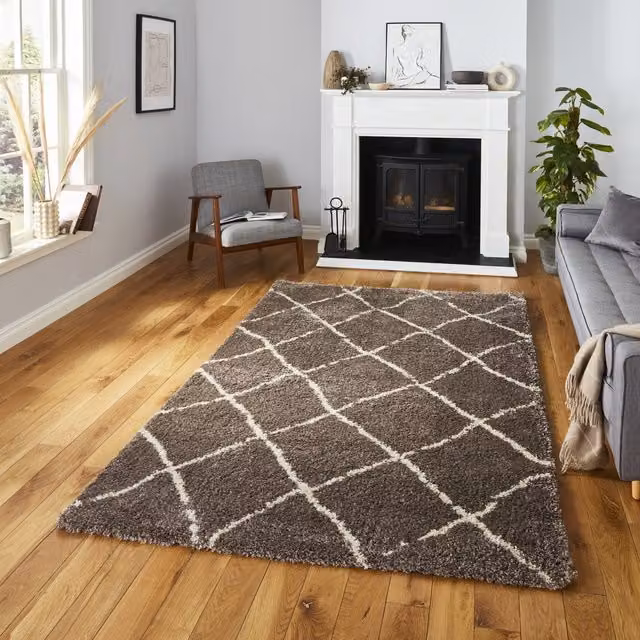 Terrys Scandi Berber G257 Rectangular Rug in Beige and Brown with Diamond Pattern