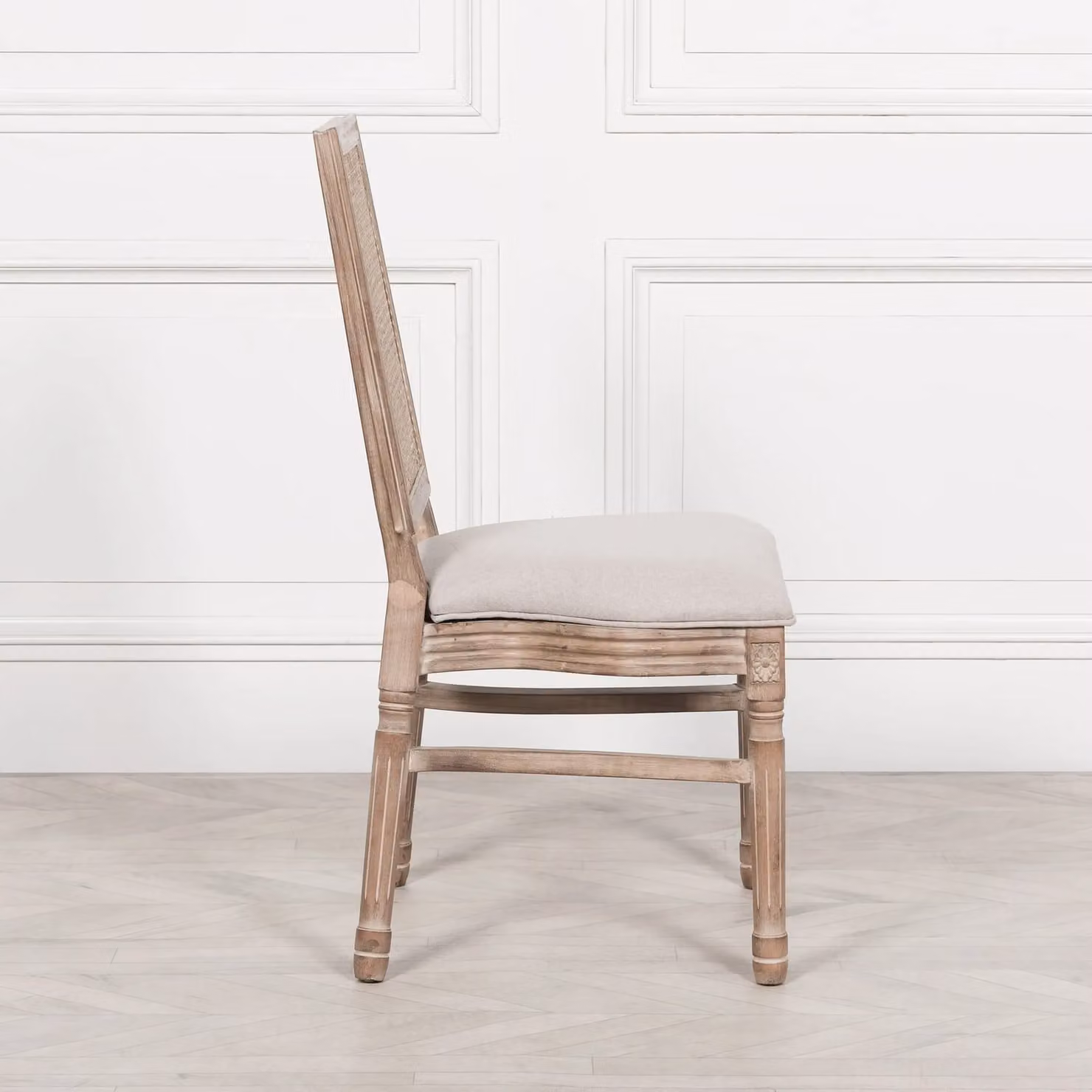 Glasstone Louis Upholstered Square Rattan Back Dining Chair in Brown