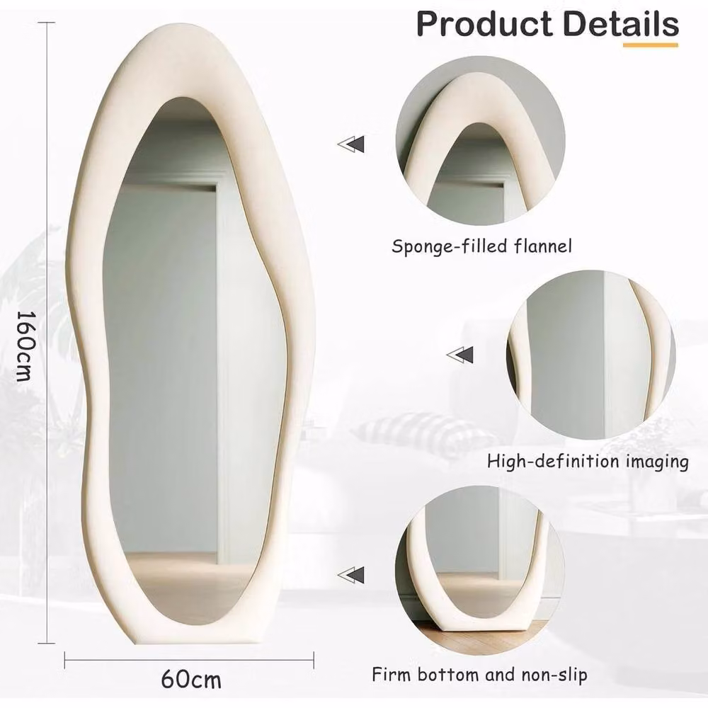 PAWNORA Modern Wavy Full-length Leaning Mirror in White – 2