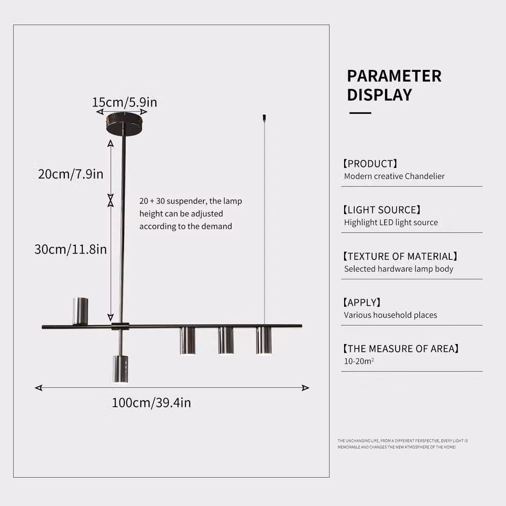 NIVOR 5-Light Dimmable LED Pendant Light Fixture, Modern Black Hanging Chandelier – 2