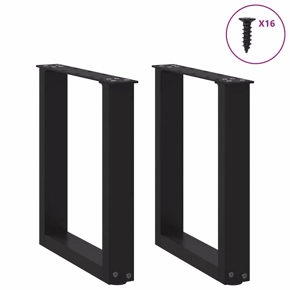 Berkfield Home U-Shaped Steel Coffee Table Legs, 2 Pieces, Black, W: 28 cm, H: 42-43 cm – 2