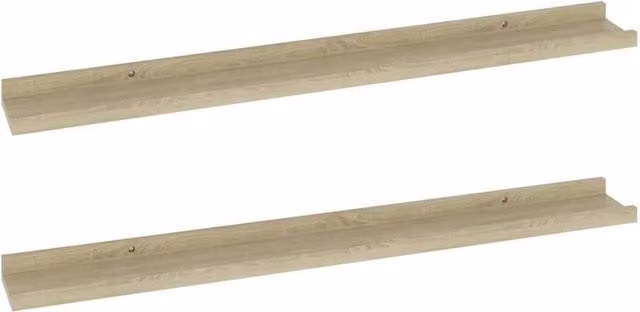 Berkfield Home Wall Mounted Sonoma Oak Shelves, 2 Pieces, Light Tan, W: 80 cm, D: 9 cm, H: 3 cm
