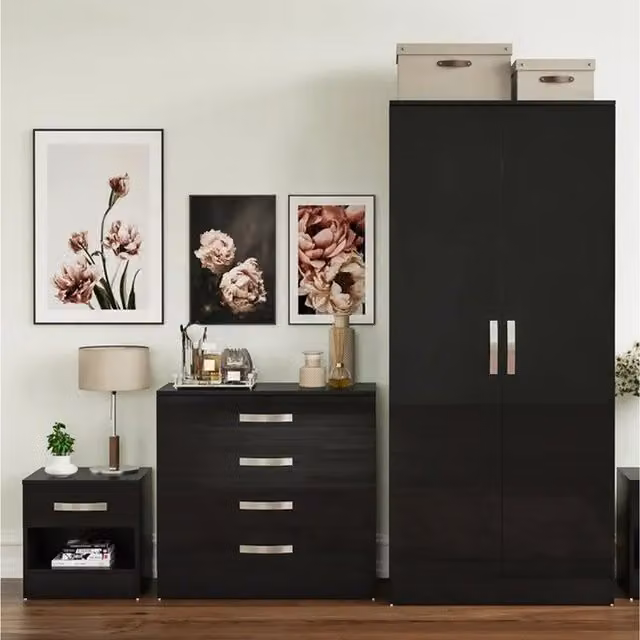 Vida Designs Hulio Trio Bedroom Set in Black
