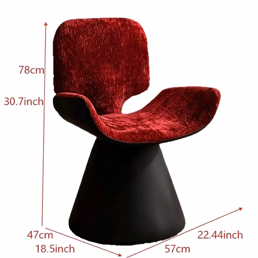 STILVORA Swivel Dressing Stool in Black and Red Velvet Fabric – 3