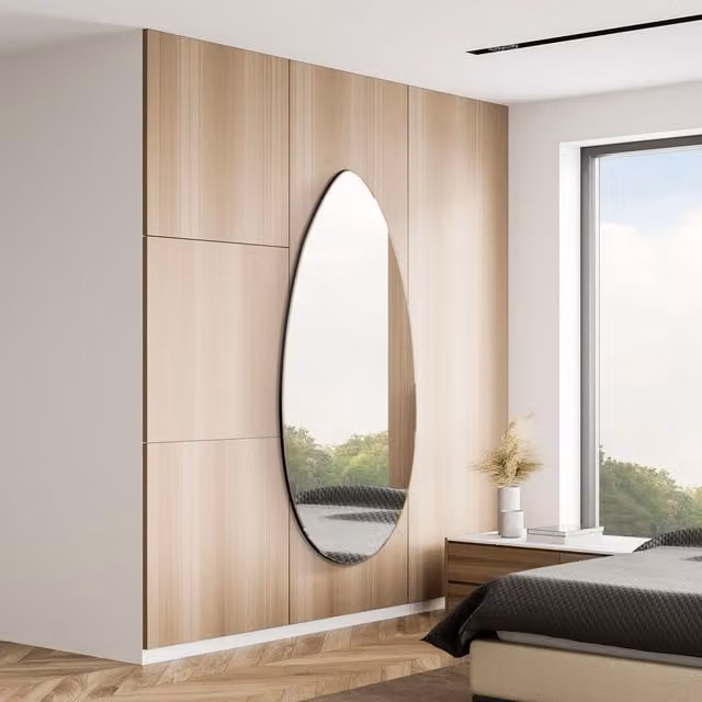 MirrorOutlet Modern Frameless Glass Wall Mirror in Silver or Black