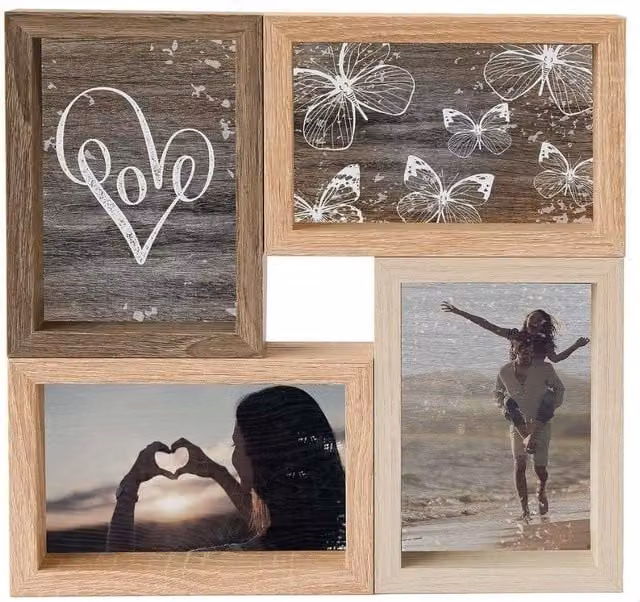 Nielsen Design Accent Photo Collage Frame for 4 Pictures, Brown Mixed Wood Finishes, 10 x 15 cm