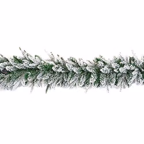 Shatchi Lapland Christmas Garland in Green and White with Snow Flock effect, 2m – 2