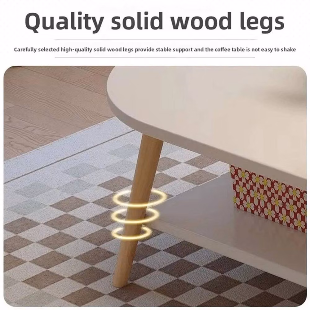 NESTLUNE Double-Layer Space-Saving Coffee Table in White, W: 100 cm, D: 60 cm, H: 42 cm – 4