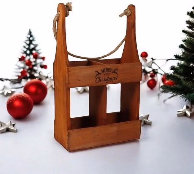 Minster 2 Bottle Wood Wine Holder in Brown, W/D/H: 21 x 10 x 39 cm – 1