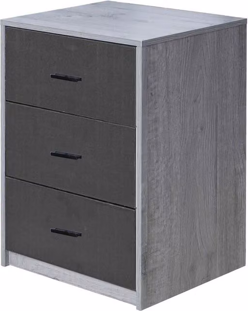 URBNLIVING Modern Wooden Bedside Cabinet in Grey and Black