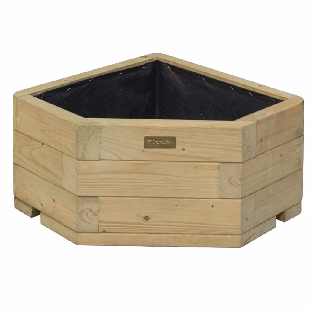 Cheshire Pressure Treated Corner Wood Planter in Brown Oak – 2