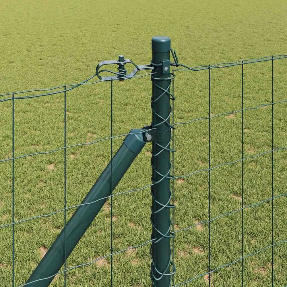 Berkfield Home Euro Fence Green Galvanised Steel with 13 Spike Posts, 1 x 25 m – 3
