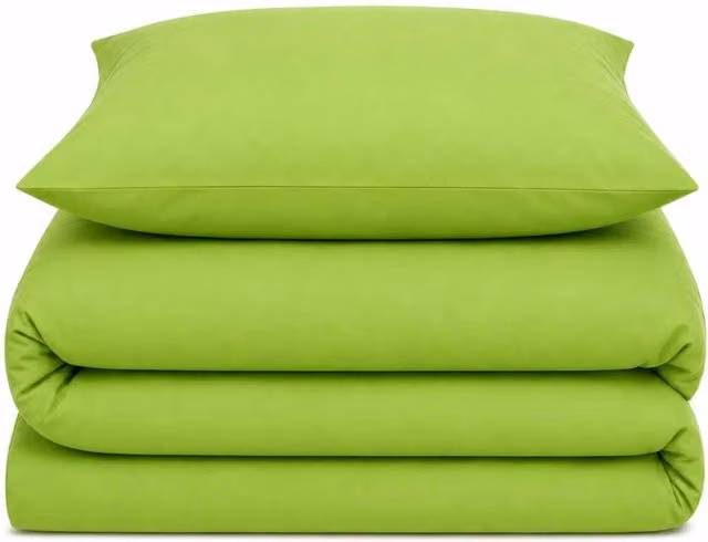 Velosso Plain Dyed Duvet Cover and Pillowcase Set in Green, Double (Duvet Cover: 200 x 220 cm, Pillowcase: 140 x 200 cm)