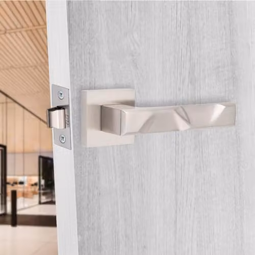 Golden Grace Nova Square Rose Door Handles in Satin Nickel, 1 Pair – 2
