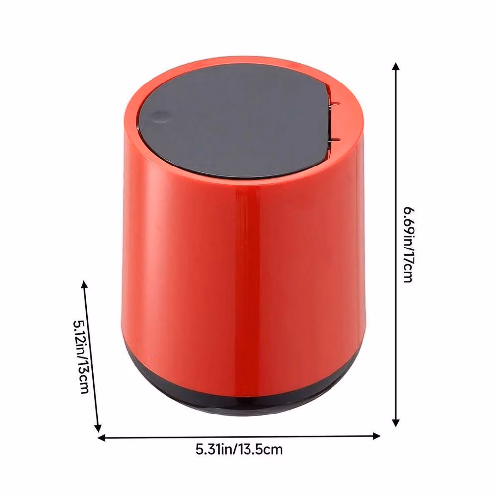 KORVIXA Red and Black Touch Desktop Mini Bin with Lid Cover – 2