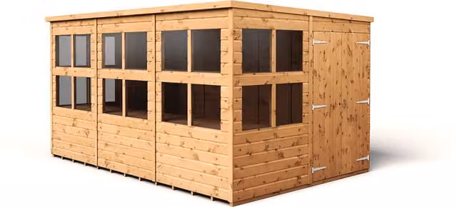 Empire Sheds Brown Pent Potting Shed with Double Door and Windows