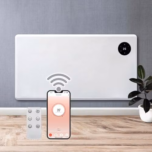 Purus 1500W WiFi Electric Panel Heater, White, Wall Mounted or Freestanding with App Control