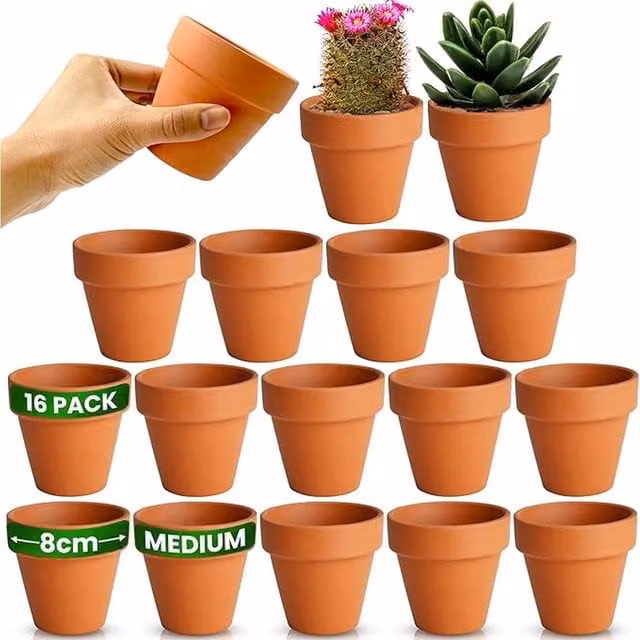 Green Thumbz Brown Terracotta Clay Plant Pot, Diameter: 8 cm