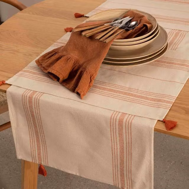 The Mia UK Plain Linen Placemats, Set of 4, Beige and Brown
