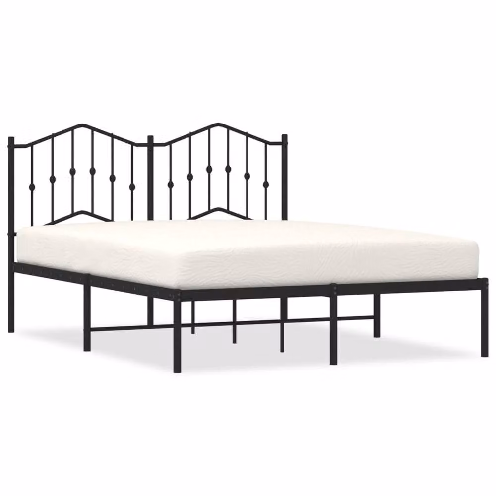 Berkfield Home Metal Bed Frame with Headboard, Black, W/D/H: 140 x 190 cm – 2