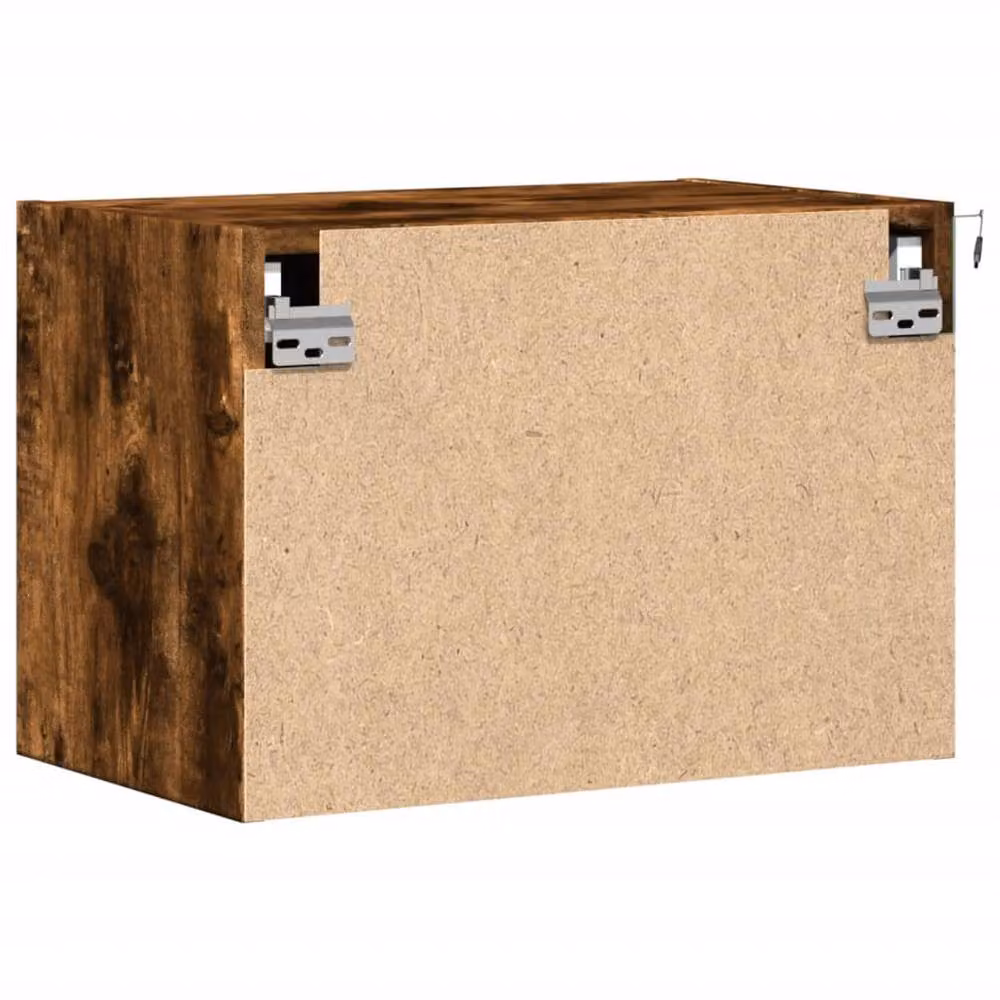 Berkfield Home Wall-mounted Bedside Cabinet with Integrated LED Lights in Smoked Oak Brown – 8