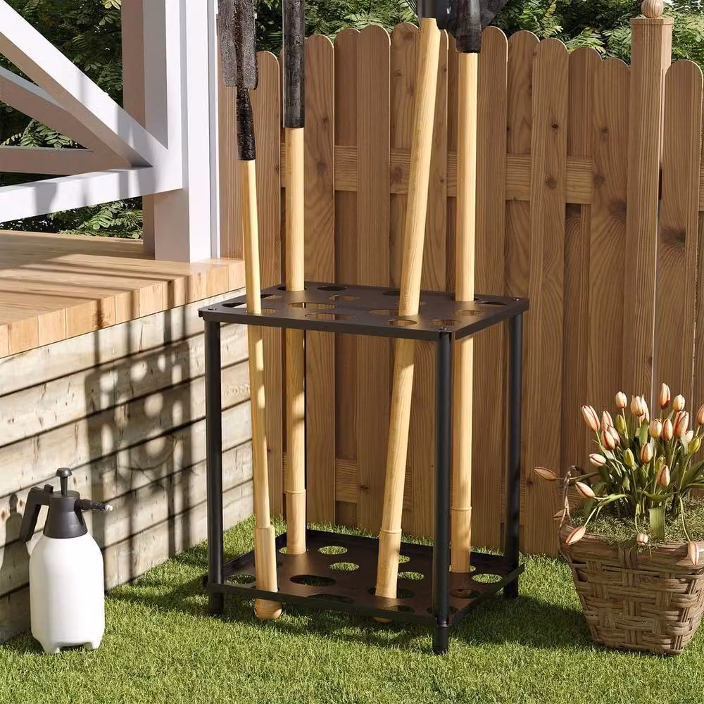 Kelvenix Freestanding Metal Garden Tool Rack Organiser in Black – 3