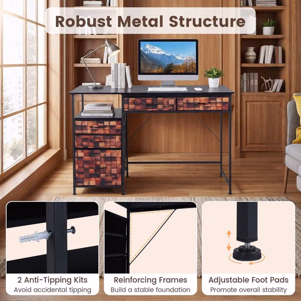 KORVIXA Black Computer Desk for Home Office and Bedroom – 4