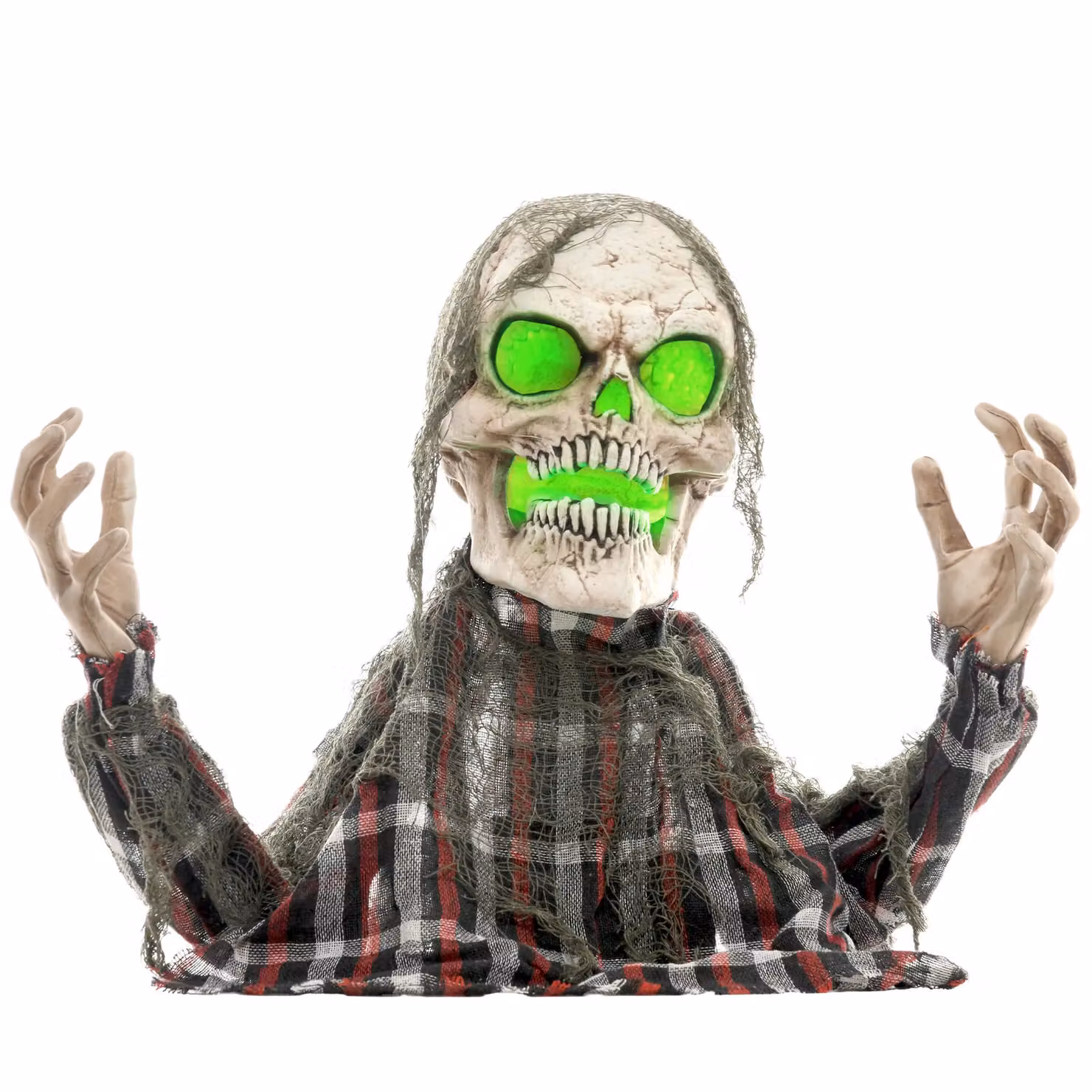 HOMCOM Groundbreaker Skeleton Halloween Animatronic Prop in Grey and Green – 2