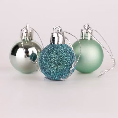 Shatchi 24-Piece Shatterproof Christmas Bauble Set in Turquoise and Silver – 1