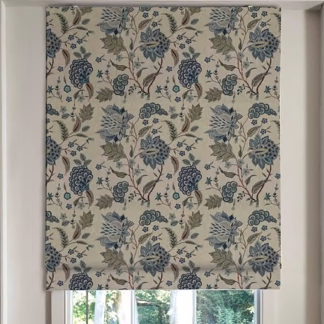 Linda Barker Home Chennai Blue Floral Blackout Made To Measure Roman Blind