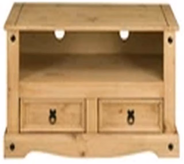 EONLION Mexican Solid Pine TV Unit with 2 Drawers in Brown