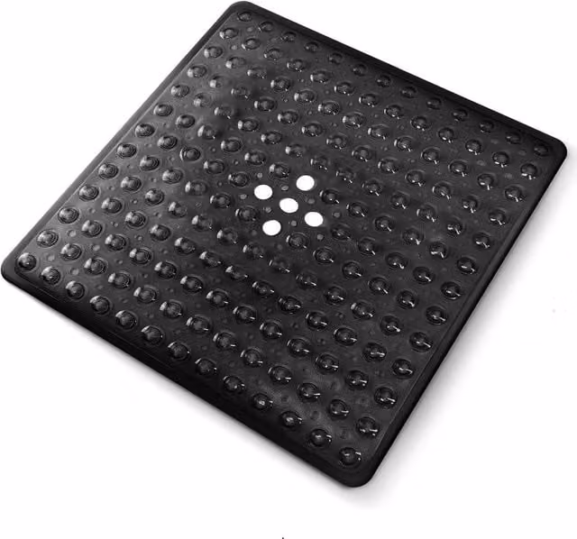 Keplin Non-Slip Shower Mat in Black, W/D/H: 54 x 54 x 1 cm